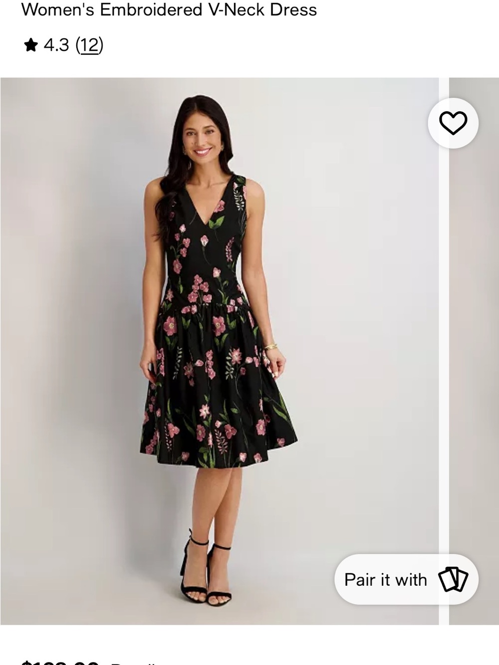 Kensie Black Sleeveless V-Neck Midi Dress with Pink Floral Print